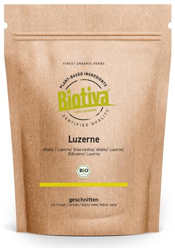 Erba medica tagliata Bio 100g | Medicago Sativa | Tisana | Imbottigliato e controllato in Germania | Biotiva