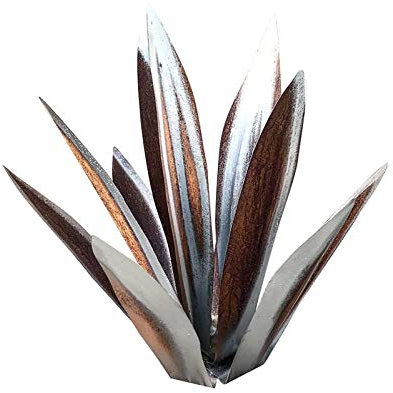YIWOYI Plantas de agave de metal, decoración de jardín de metal, 9 hojas, tequila, escultura rústica, óxido, jardín, patio, estatuas artísticas, decoración del hogar (blanco, 65 cm)