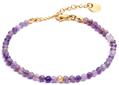 BERGERLIN Amethyst Armband lila - facettiertes, lila Armband - Gold - M-L