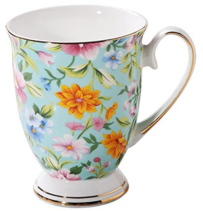 Yiida Tazas florales Porcelana Hueso China Taza de té Tazas de café Taza de café Juego de tazas de café Grandes Tazas de café Set Tazas