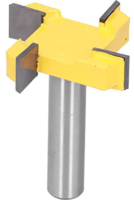 Spoilboard Surfacing Router Bit, 8mm Shank 4 Flute Tipped 2 Inch Cutting Diameter T Type Slab Flattening Planing Bit Slotting Wood Milling Cutter Woodworking Tool for Trimming and Grooving