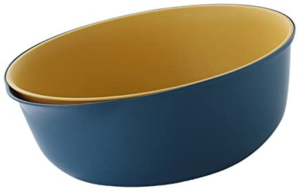 STOBAZA 1pezzi Di Lavaggio Doppio Plastica Cestino Scolante Per Frutta e Verdura Design Rotondo Blu Scuro e Giallo Pratico Per Uso Domestico e Cucina