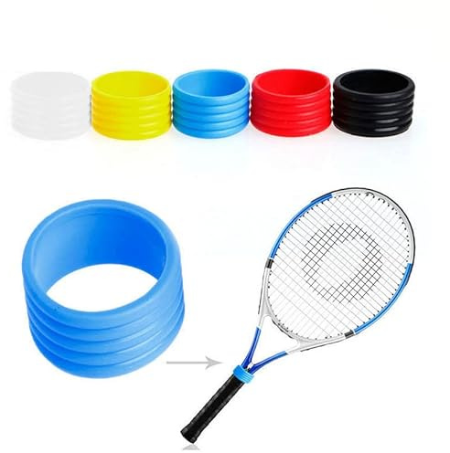 zalati Tennis silikonring 5 st gummigreppsband för tennisracket badmintonhandtag skydd – flerfärgad
