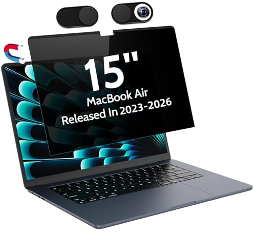 Peslv Magnetic Privacy Screen for MacBook Air 15 Inch (2023-2026, M2 M3 M4 M5) - A2941 A3114 A3241 A3448, 15inch Removable Matte Anti Blue Light Glare Filter for Mac Air 15.3 Laptop Computer