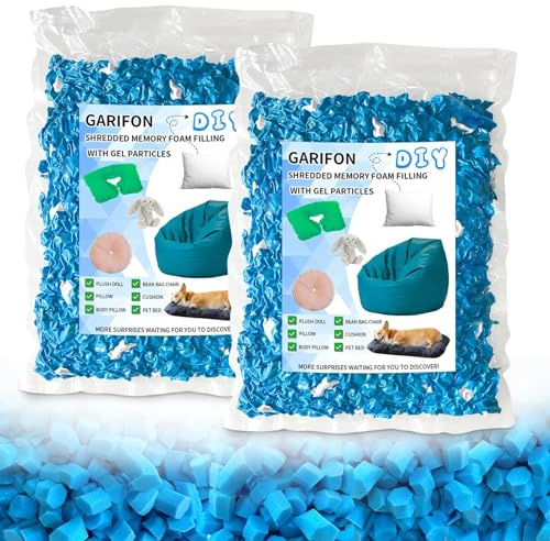Garifon 4,5 kg strimlad minnesskum fyllning för bönpåse stol, äkta minnesskum fyllning med gelpartiklar, skumfyllning för kudde, bönpåse, hundsängar, kuddar och konsthantverk