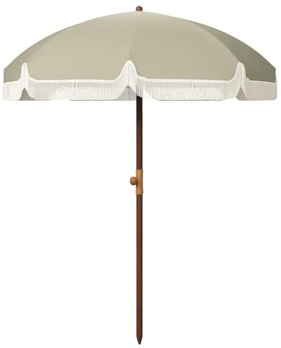Outsunny Parasol de plage parasol d'extérieur rond parasol à frange protection UV 40 + avec 8 baleines sac de transport inclus vert