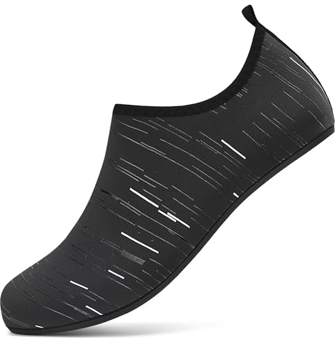 sportvibe Water Shoes Beach Shoes Lightweight Barefoot Aqua Quick Dry Breathable Swim for Women Men Surfing Running Driving Pool Yoga (Black White,6.5 UK/40 EU)