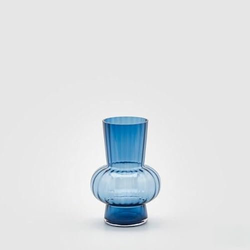 EDG Enzo De Gasperi Vaso Righe con Sfera H 21 Cm D 13,5 Cm Blue
