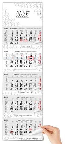 TOBJA 5 Monatskalender 2026 Wandkalender mit Schieber und verstärkter Aufhängung Übersichtlicher Kalender 2026 Wandkalender, Motivierende Sprüche, 33 x 115 cm