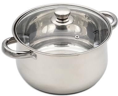 GRANA HOME Induktions-Kochtopf 24 cm – Edelstahl Bratentopf mit Glasdeckel & Dampfloch - Für Alle Herdarten (Induktion, Gas, Elektro, Ceran) - Spülmaschinen- & Backofenfest