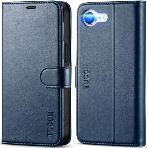 TUCCH Wallet Case for iPhone 17e, Case for iPhone 16e (6.1), Magnetic PU Leather Case with RFID Blocking[Card Slots]Kickstand[Shockproof TPU]Protective Folio Flip Cover for iPhone 17e/16e, Dark Blue