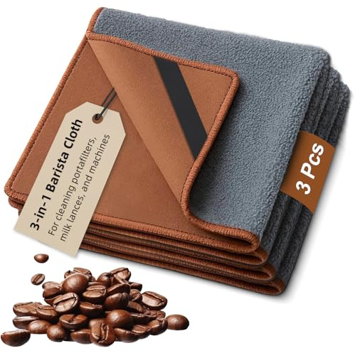puiaxod 3 pezzi Set di Strofinacci da Barista, 30x30cm Panni in microfibra doppio lato, Panno per la Pulizia di Macchine da Caffè, Strofinacci Altamente Assorbenti