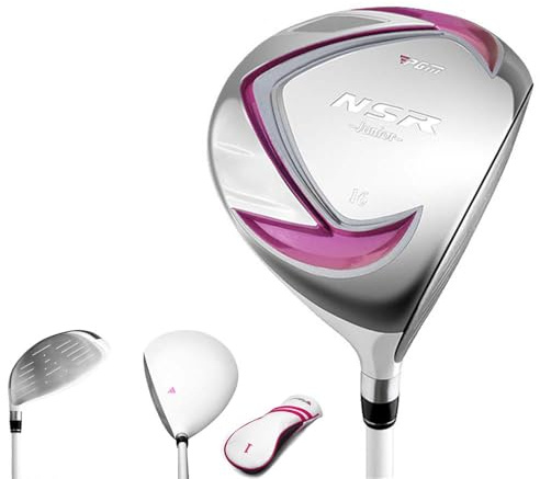 Junior Golf Fairway Wood Diestro # 1 Madera/Palo híbrido Eje de Grafito Driver con Headcover para niños y niñas Entrenamiento de Golf Deportes (Rosa,6-8 años,# 1)