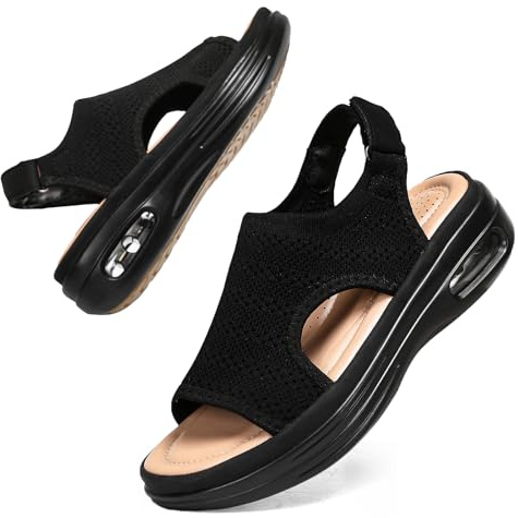 Bravover Sandals Womens Air Cushion Sandals Summer Washable Sport Ladies Walking Sandals Womens Wedge Platform Walking Shoes Casual Thick Bottom Comfy Beach Shoes