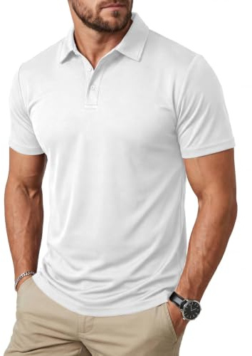 MAGCOMSEN Polo Homme À Manches Courtes Sport PERFORMANT Blanc L