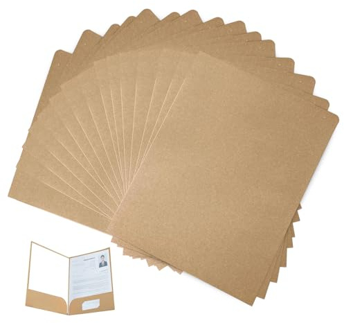 30 PCS A4 Kraft Paper File Folders, Square Cut Project Folder Two Pocket Document Folder SingleInsert Presentation Folders for Office Home Meeting (Brown)