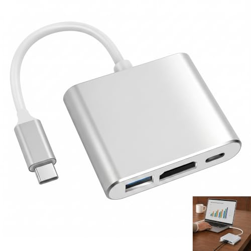 USB C till HDMI-adapter, USB C 4K, 3-i-1, multiport-hubb med 100 W PD och USB 3.0, typ C till HDMI-omvandlare för MacBook Pro Air iPad Pro Air Surface HP Dell XPS