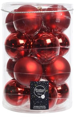 16-teilige Glas-Weihnachtskugel-Set Rot, Glänzend & Matt, 8 cm Durchmesser, Hochwertige Dekoration