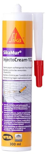 SIKA - Traitement contre les Remontées Capillaires/Remontées d'Humidité dans les Murs - SikaMur InjectoCream 100, Blanc - Intérieur et Extérieur - Anti-moisissures - 300ml