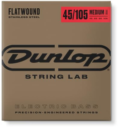 Dunlop Stainless Steel Flatwound Bass Strings Medium Scale 45-105