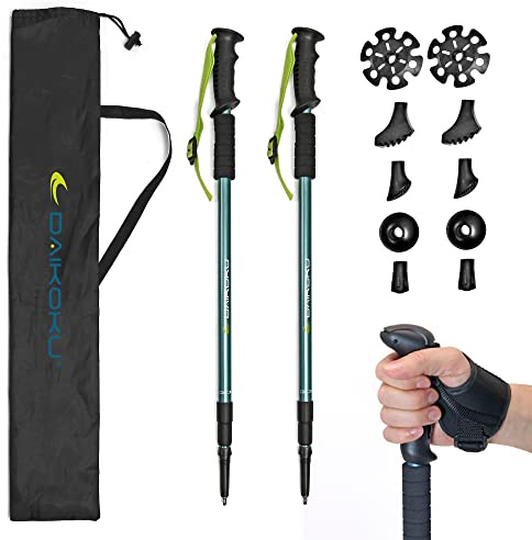 Daikoku - Bastoni da Trekking Estensibili 65-135cm | Leggeri e Resistenti in Alluminio | Impugnatura Ergonomica | Adatti a Tutti i Terreni con 6 Punte e Zaino Trail | Montagna, Trekking e Camminata