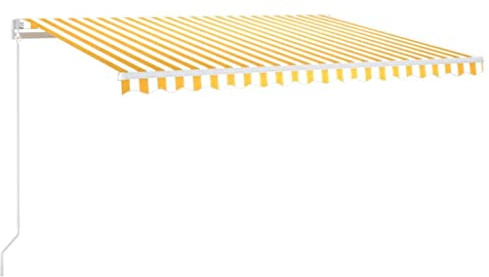vidaXL Markise Manuell Einziehbar 400x350 cm Gelb und Weiß