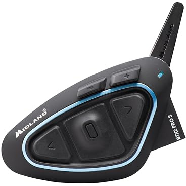 Midland - Motorcycle Intercom BTX2 Pro S LR Single, Waterproof IPX6 Helmet Headset, Dual Bluetooth Processor, 1.6Km, 4 Pairs of Riders, 23H Battery, Noise Cancellation, Hi-Fi Audio, Universal Intercom