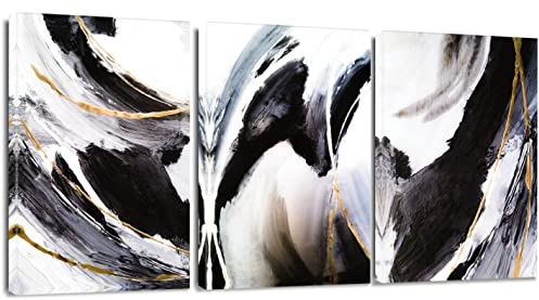 Artscope 3 Pcs Impression sur Toile Abstrait - Marbre Noir et Blanc Mur Art Toile Peinture Image Tableau Décoration Murale pour Chambre Peintures à l'huile pour Maison Bain Salon Chambre 30x40cm