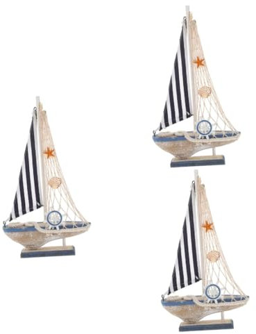 STOBOK 3St Segelmodell Bürodekoration khimar Hijab Tischminiaturen Segelboot für den Desktop Weihnachtsdekorationen Ornament segelbootförmiges Dekor Moderne Skulpturen Haushalt schmücken
