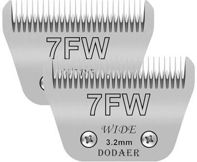DODAER 2 x 7 breite Klingen für die Hundepflege, kompatibel mit Andis, Oster A5, Wahl km10 Schermaschinen, Schnittlänge 3,2 mm