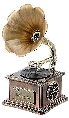 ROLTIN Tocadiscos Retro, Gramófono, Vintage Retro Clásico Gramófono Forma de fonógrafo Altavoz estéreo Sistema de Sonido Caja de música USB