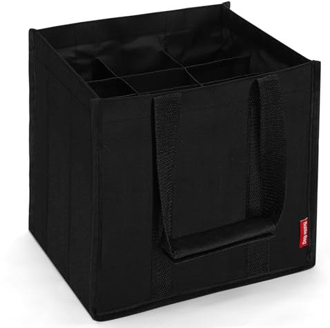 Eurhomewit Flaschentasche 9 Flaschen, Flaschenträger Flaschen Tasche Auch für 1,5 Liter Flaschen, Wiederverwendbar Männerhandtasche für Getränketasche Bierflaschen Weinflasche, Schwarz