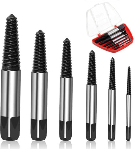iCovalescent 6 Piezas Extractor de Tornillos Rotos, Extractor de Pernos con Caja de Almacenamiento, Para Tornillos Rotos o Dañados