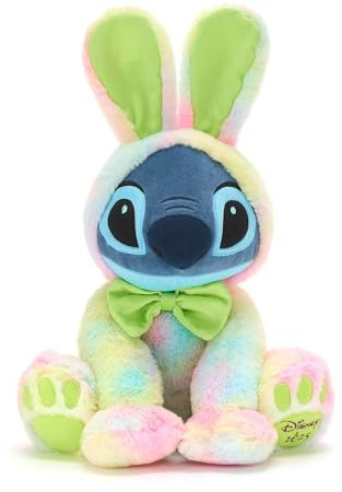 Disney Store Official Easter Stitch Soft Toy, Lilo & Stitch, 45cm / 18, Alien Plush Wearing Tie-Dye Easter Bunny Outfit & Green Bowtie, Dated with Disney 2025, Suitable for all Ages, 0+