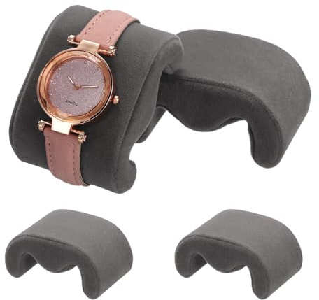QUARKZMAN 4 almohadas para estuches de reloj, almohada de exhibición de reloj en forma de M de terciopelo, almohadilla de reemplazo para exhibición y almacenamiento de Pulseras gris