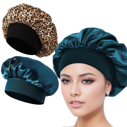 Berretto di Seta, 2 Pezzi Cuffia da Doccia Riutilizzabile Impermeabile, Involucro di Seta per Capelli per Dormire