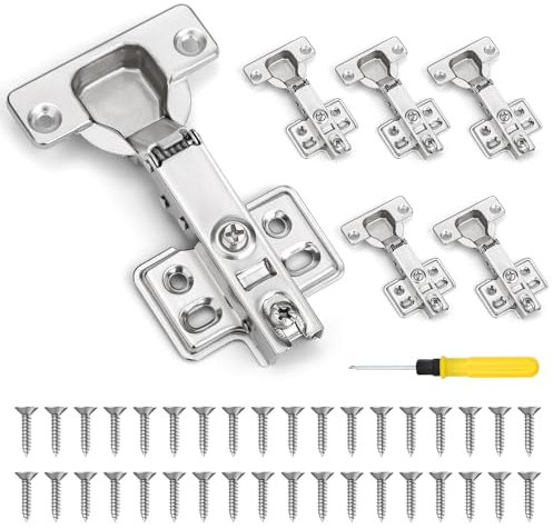 6 Piezas 35mm Bisagras Puertas Cocina, 110 Grados Bisagras Armario, Bisagras Muebles Cocina con 36 Tornillos y Destornillador de Doble Cabeza