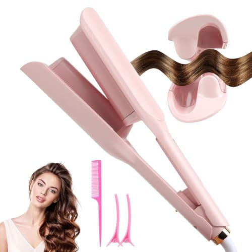 HIULLEN Welleneisen für Haare, 32mm Lockenstab Große Locken, Französischer Wellen Lockenstab mit 5 Einstellbare Temperaturen, Tragbarer Mermaid Hair Waver für Lange Kurze Haare Schnelles Aufheizen