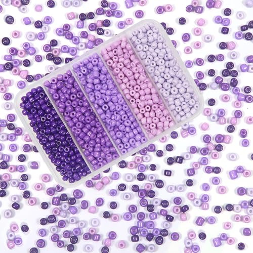 TOAOB Lila serie 3 mm glaspärlor för trädning 1 500 stycken glas rocaillespärlor små glaspärlor set 50 gram seed beads för DIY armband halsband pyssel smyckestillverkning
