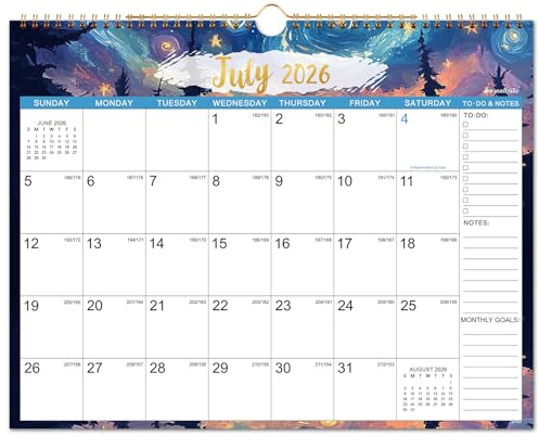 Calendar 2026-2027 - Wall Calendar 2026-2027, July 2026 - December 2027, 15 x 11.5, 18 Monthly Wall Calendars, Twin-Wire Binding + Hanging Hook + Thick Paper + Julian Dates - Starry Skies