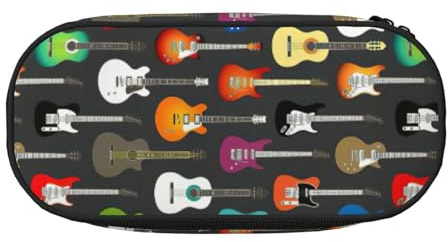 Yyoretp Stor kapacitet färg akustisk och gitarrer tryck pennfodral stor pennskrin brevpapper pennväska för kontorsmaterial