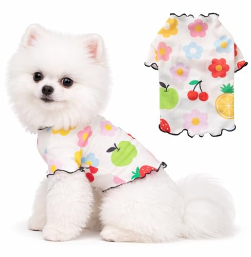 Peybaiwy Chemise Rafraîchissante pour Chien Chiot Été Vêtements Extensibles Protection Solaire Séchage Rapide Gilet Respirant pour Animal de Compagnie pour Petit Chien Chat (Fruit Beige, XS)