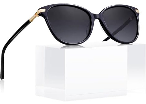 AVAWAY Retro polarisierte Sonnenbrille für Damen UV-Schutz Damenbrille für Fotografie Wandern Reisen Fahren Kategorie 3 Vintage Acetat Rahmen