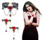 CHIFOOM 3tlg Gothic Schmuck Set Vintage Ketten Rote Rose Blume Choker Damen Lolita Spitze Handgelenk Armband Steampunk Halsband für Halloween Pfingsten Maskerade Karneval Fasching