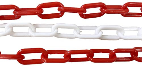 Chaîne Plastique Rouge et Blanche 6MM 25Mètres - Idéale pour Signalisation, Sécurité et Délimitation d'Espaces