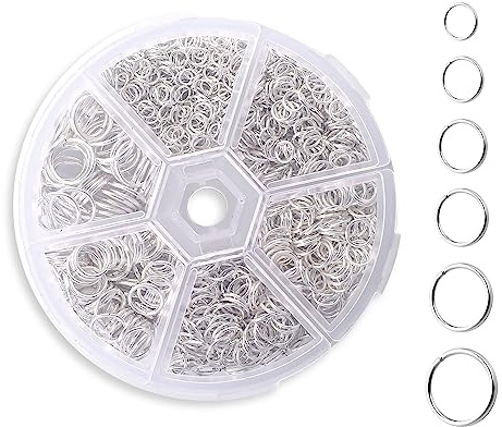 Sliverdew 1 000 st silverringar för smycken, silverringar, set smycken, reparationssats, metallringar, miniring, kontakter för nyckelring och örhängen, reparation, 539528_1-RUILIS