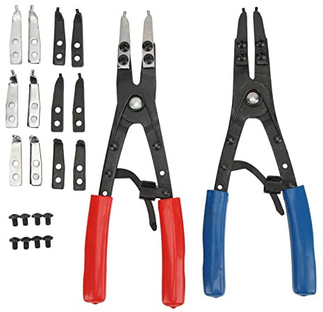 Seegeringzange Groß,Snap Ring Plier Set,Seegeringzange,Auto-Wartungswerkzeuge 2Pcs Heavy Duty Internal External Snap Ring Zangen Universal-Metall-Sicherungsring-Zangen-Set Auto-Reparatur-Werkzeug