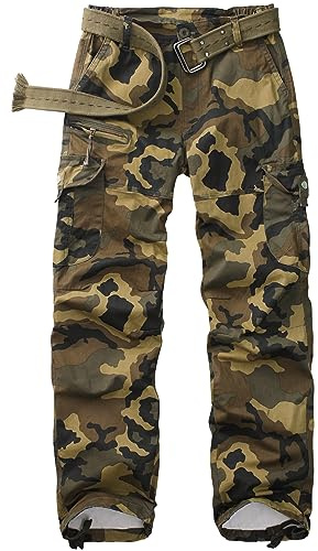 yeyity Pantalon cargo/de randonnée/d'extérieur/de jogging/de travail/de trekking, militaire, multi-poches, en coton, coupe décontractée, streetwear, pour femme, 40