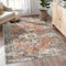 Capslpad Retro Kunstwolle Teppich Wohnzimmer 120x180cm Rutschfester Distressed Medaillon Carpet Waschbarer Boho Teppich Kurzflor Schlafzimmerteppich für Wohnzimmer Schlafzimmer Esszimmer Büro Dekor