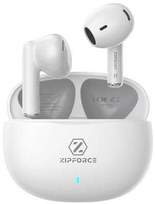 ZIPFORCE True Wireless Earbuds, Auriculares intrauditivos Bluetooth 5.3 4 micrófonos ENC Clear Call, Auriculares Bluetooth Control táctil 40 Tiempo de reproducción, IPX6 Impermeable TWS